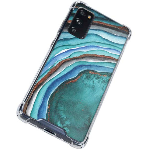 Turquoise Watercolor Geode Galaxy S20 FE Clear Case